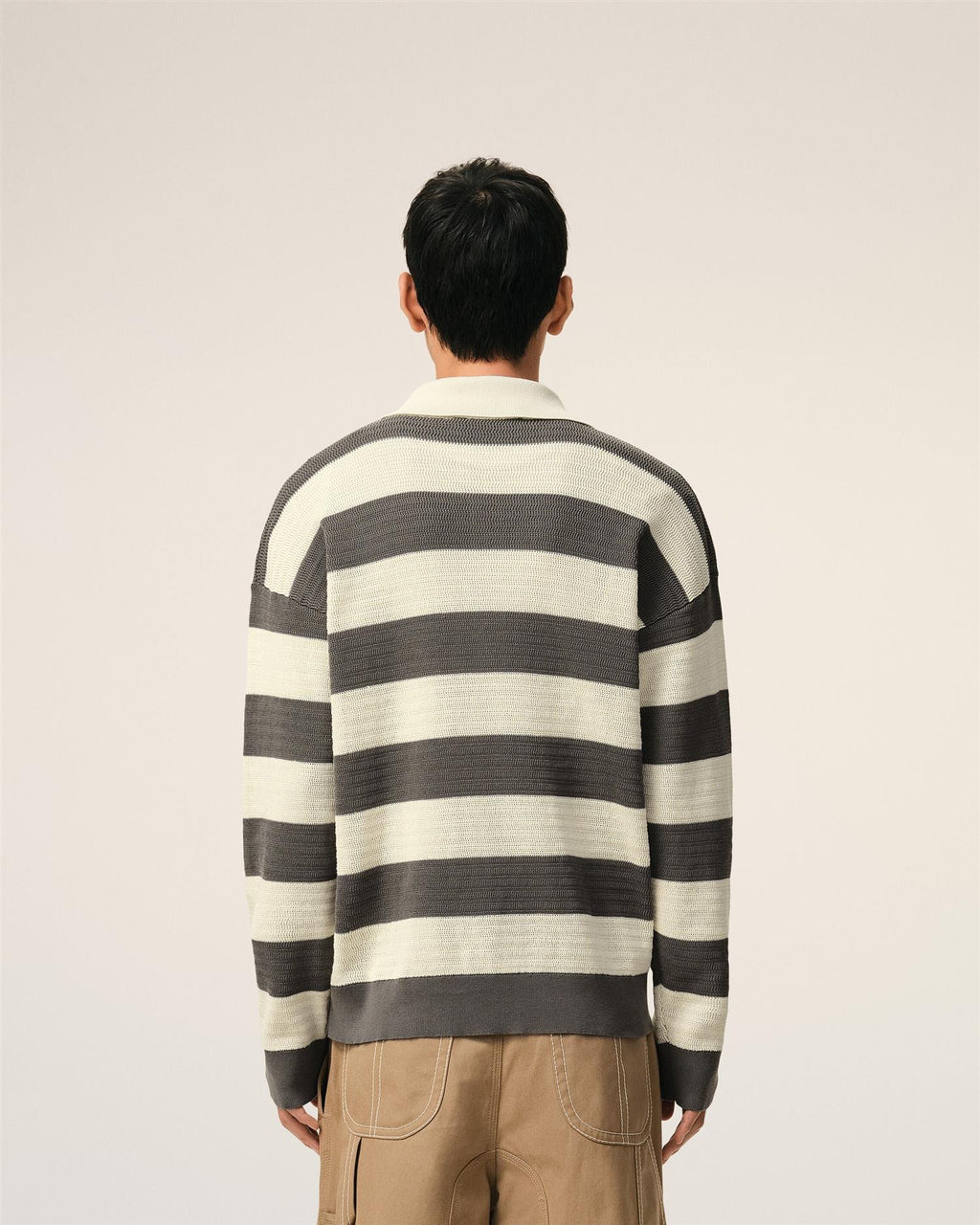 ADC PATCH POLO CARDIGAN WHITE CREAM/CARBONE
