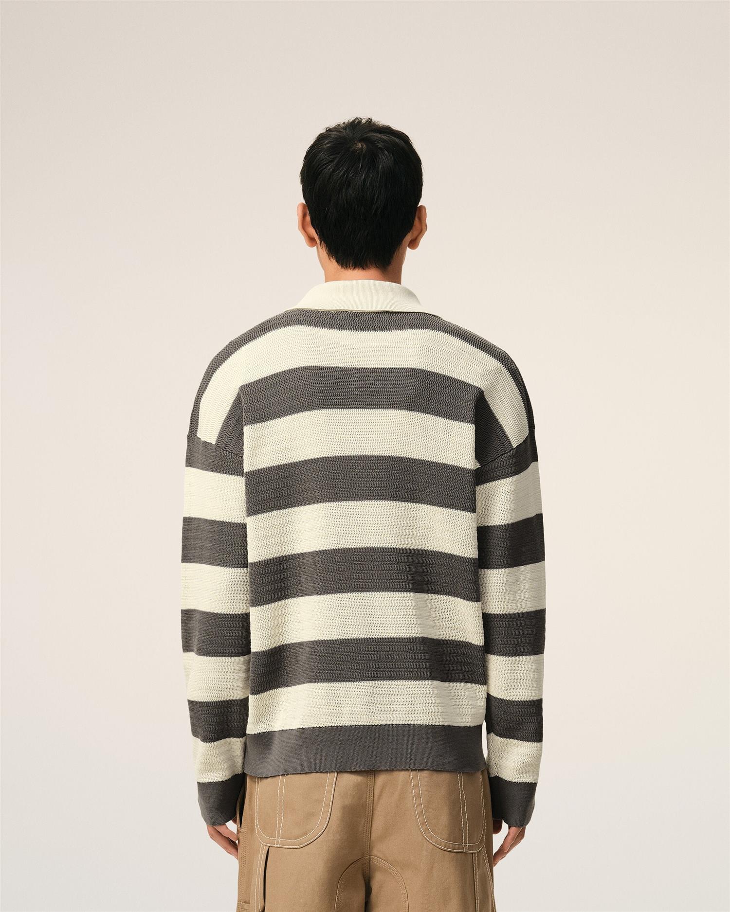 ADC PATCH POLO CARDIGAN WHITE CREAM/CARBONE