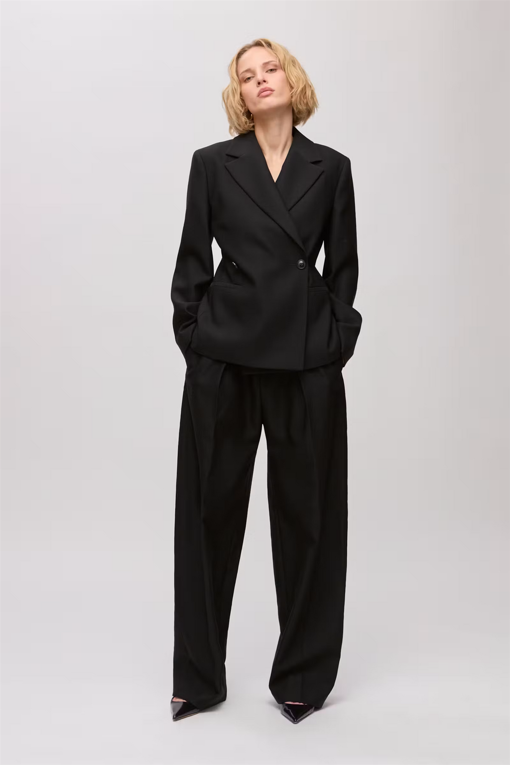 Jolene Double Breasted Wool Blazer Black