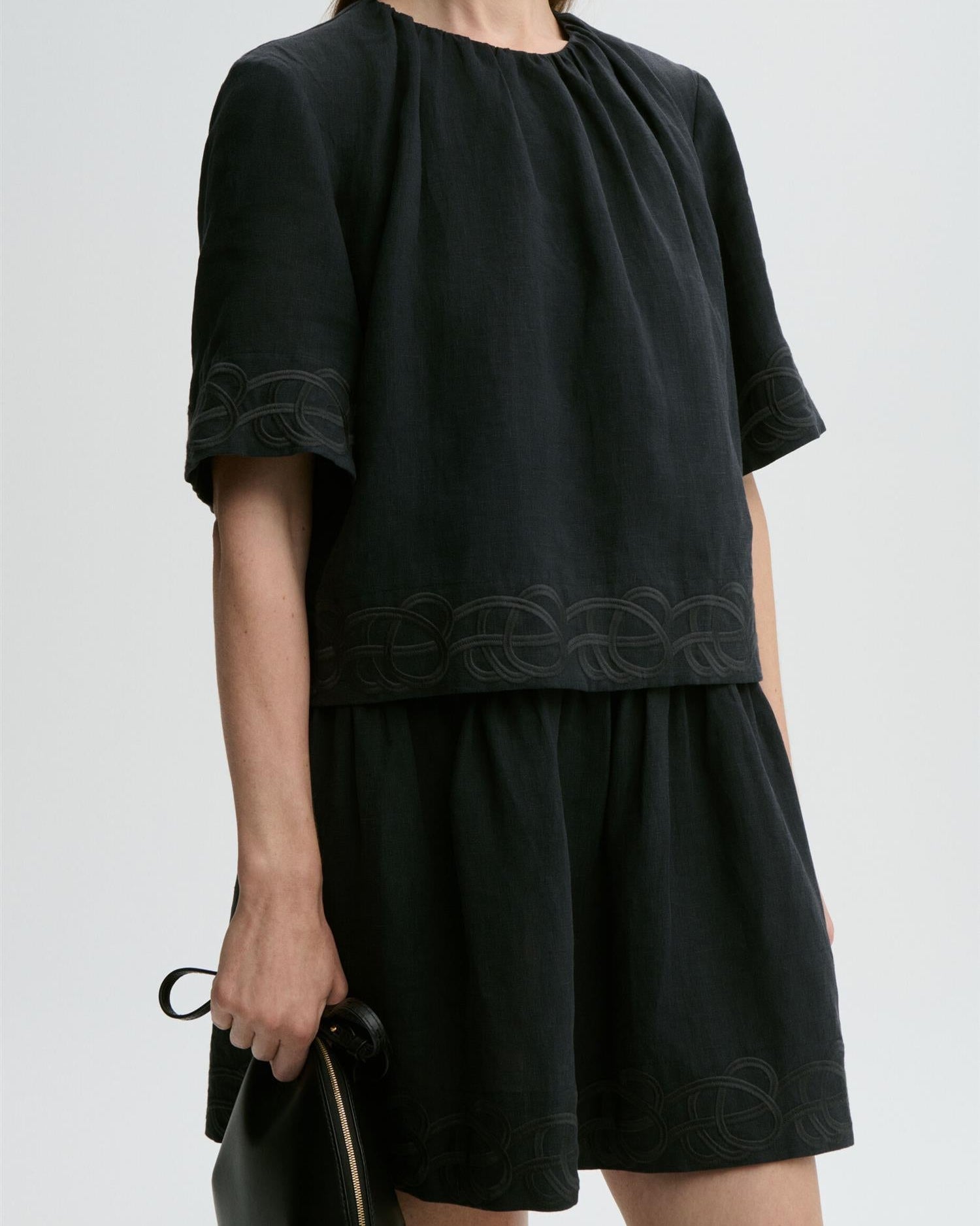 Jania linen mini dress Black