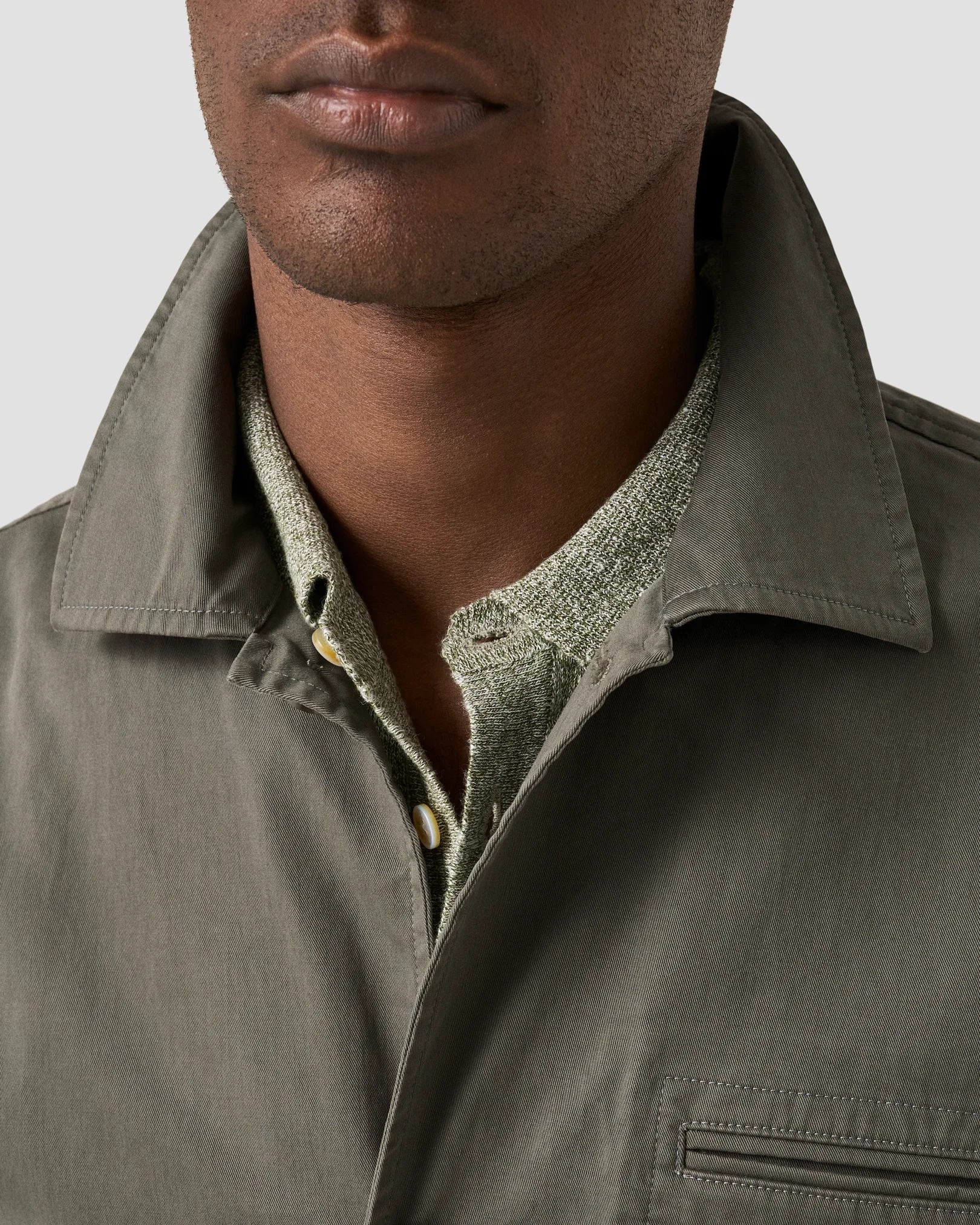 Light Cotton Twill Chore Jacket Mid Green