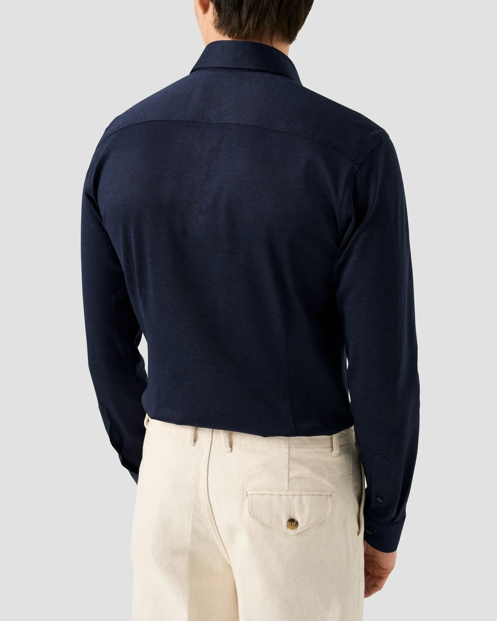 Slim Fit Filo di Scozia Knit Shirt Navy Blue