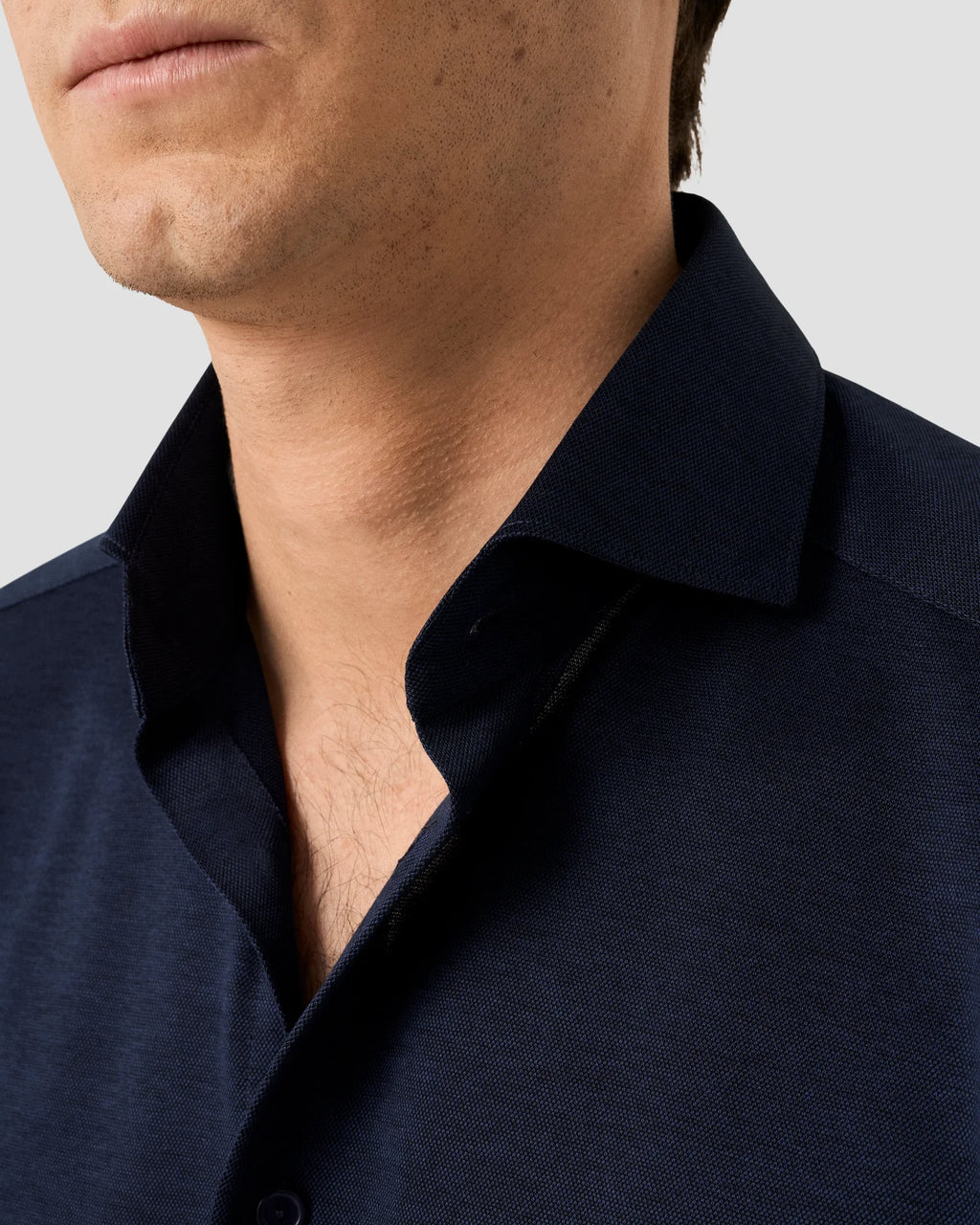 Slim Fit Filo di Scozia Knit Shirt Navy Blue