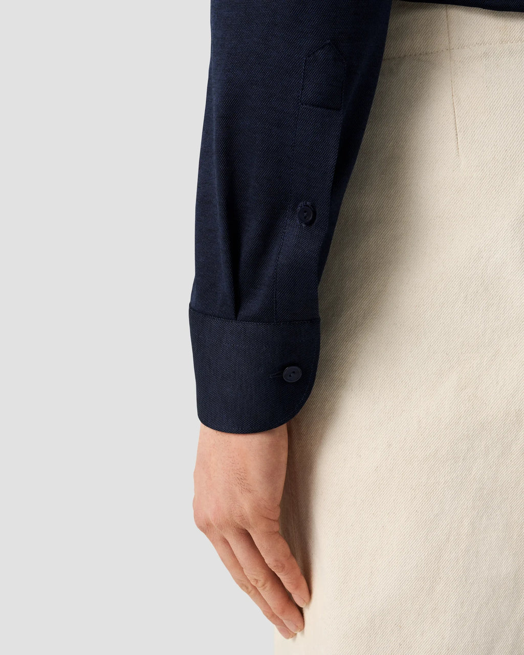 Slim Fit Filo di Scozia Knit Shirt Navy Blue