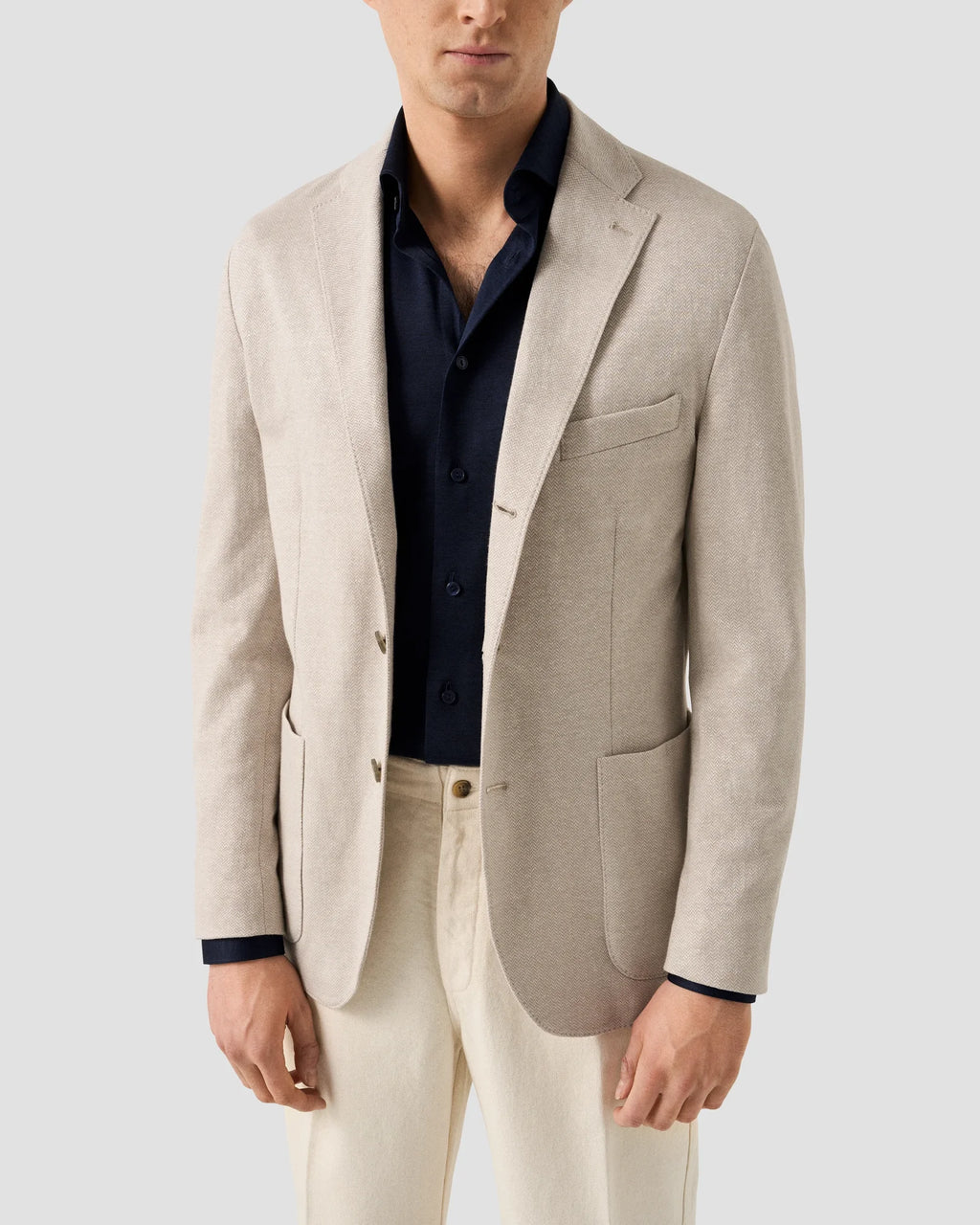 Slim Fit Filo di Scozia Knit Shirt Navy Blue