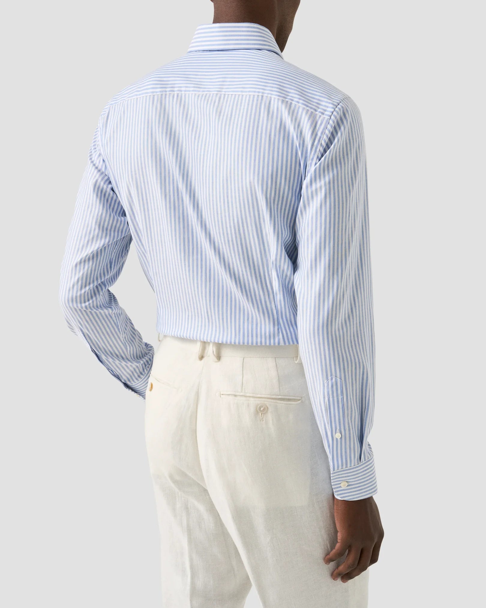 Slim Fit Striped Signature Oxford Shirt Light Blue
