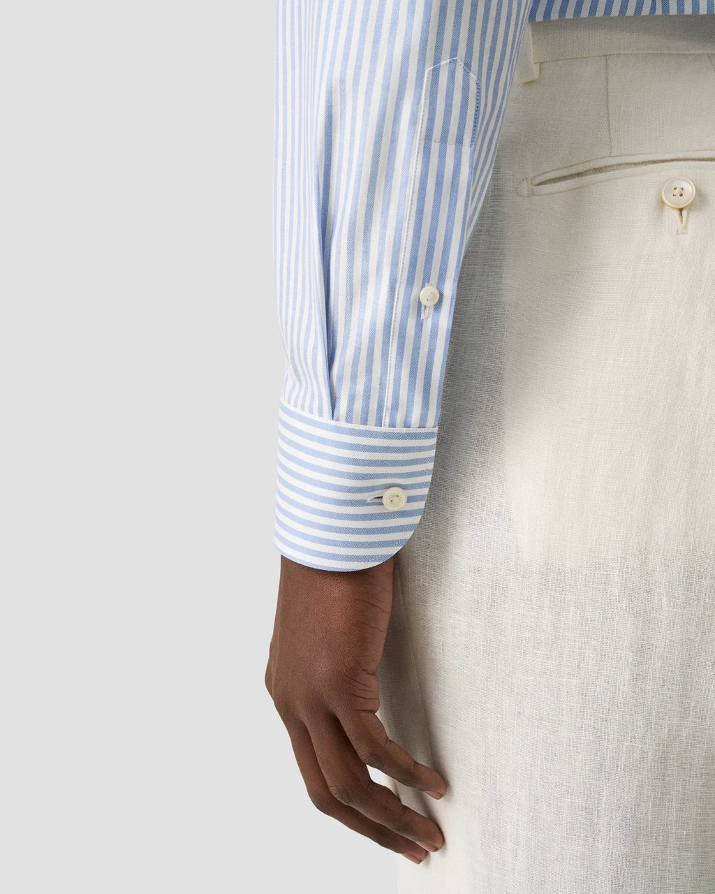 Slim Fit Striped Signature Oxford Shirt Light Blue