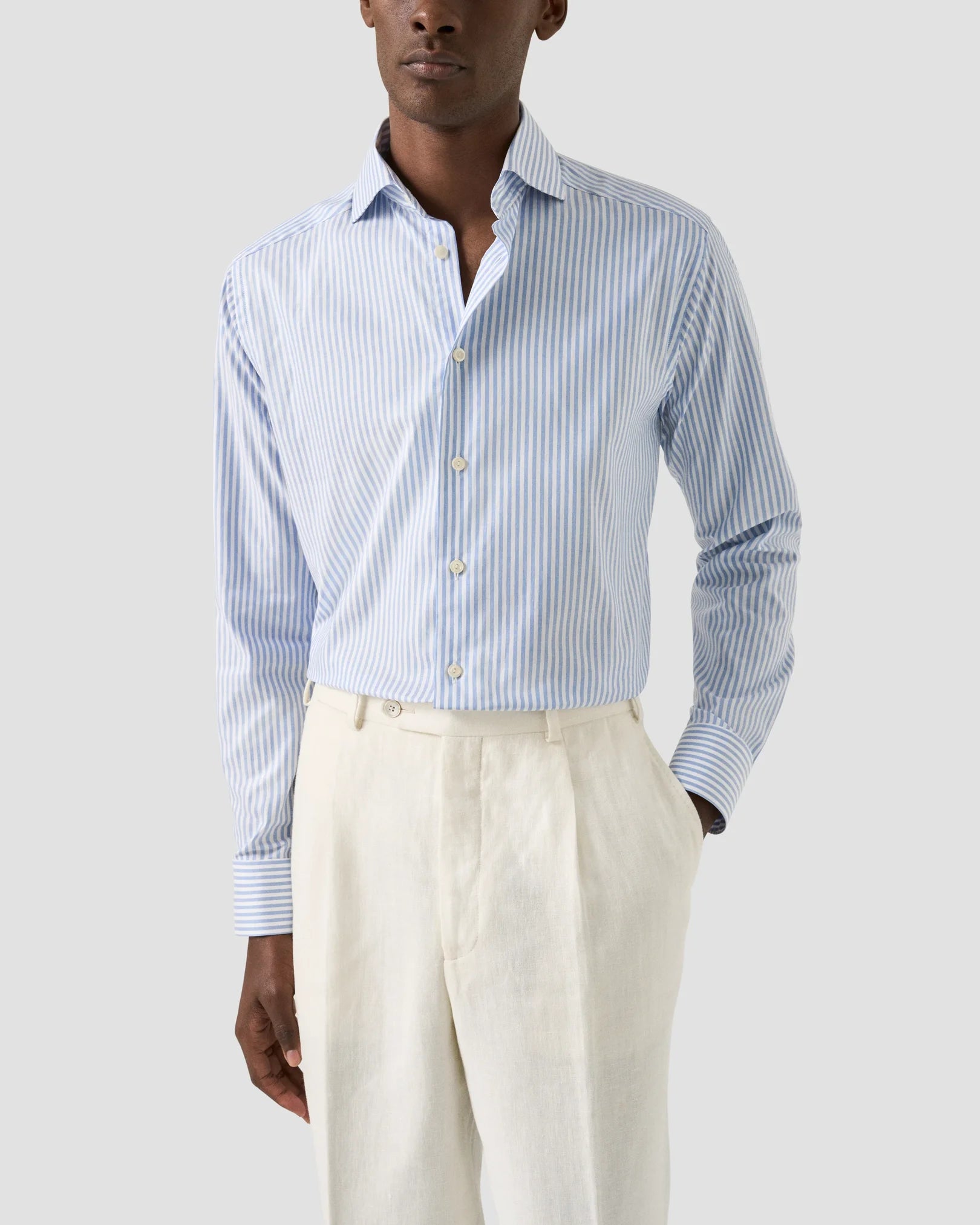 Slim Fit Striped Signature Oxford Shirt Light Blue