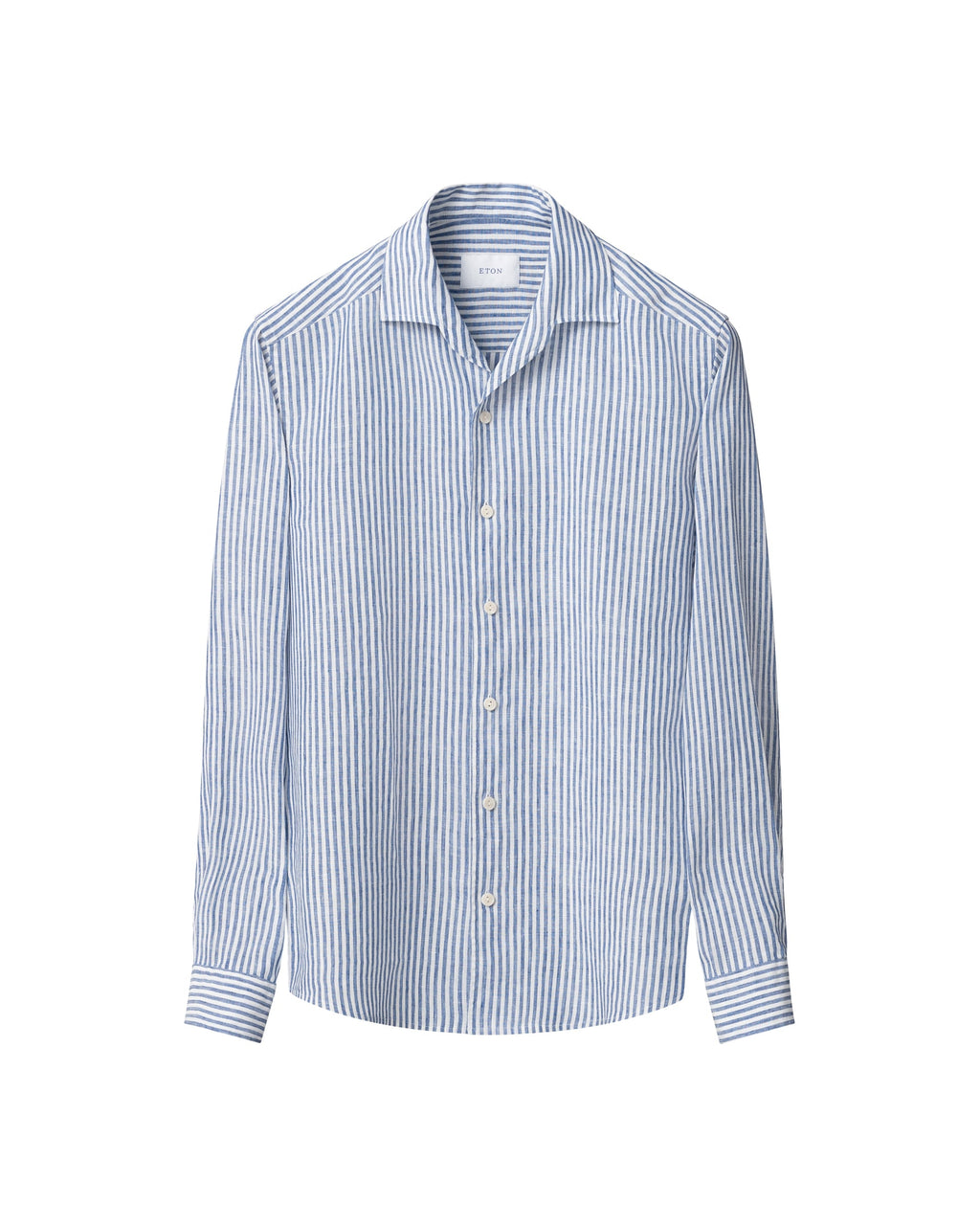 Casual Fit Striped Linen Shirt Dark Blue