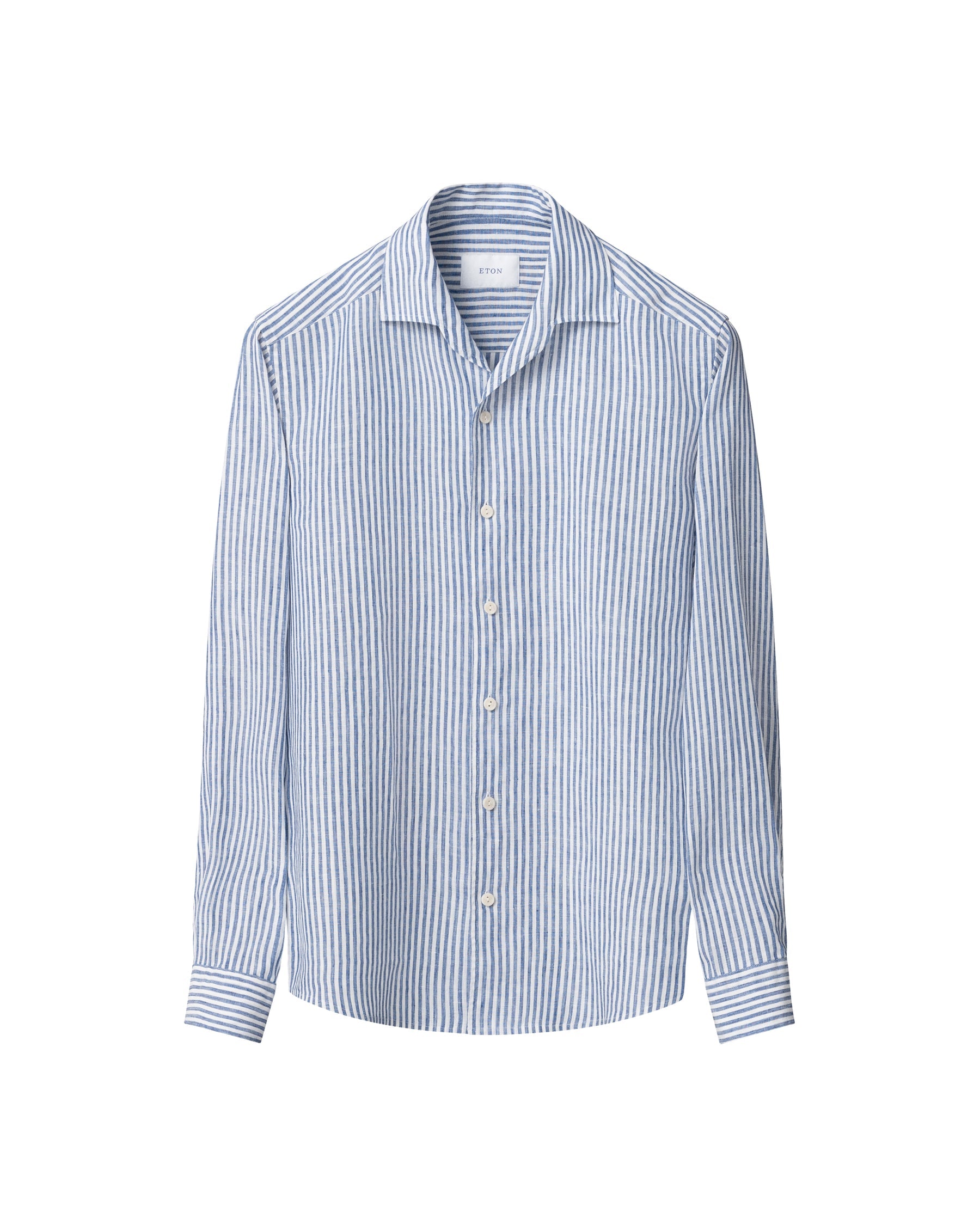 Casual Fit Striped Linen Shirt Dark Blue